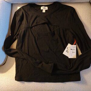 Open edit cut out shirt in black.